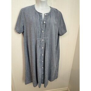 Vintage Roaman’s Mumu House Dress Seersucker Blue White Gingham 4x Cotton